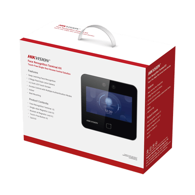 Kit de Control de Acceso TODO INCLUIDO con Lector de Rostros, QRs y Tarjetas / 1,500 rostros / Compatible con App HIKConnect /Incluye Electroimán  Botón de Salida y Montajes Z y L para imán / HIK-IA · HIKVISION
