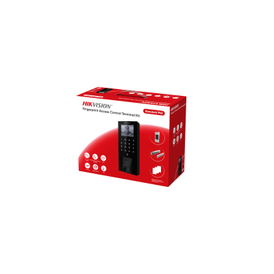 Kit Terminal Control Acceso Biométrico DS-KAS807 / Huella Digital / 2.4" LCD / 5000 Huellas + 5000 Tarjetas / IP65 / Wi-Fi + PoE / Cerradura Magnética 272 kg / Botón Touchless · HIKVISION
