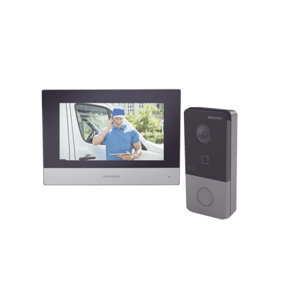 Kit de Videoportero IP Poe Estandar con llamada a App de Smartphone (HikConnect) / Apertura con tarjeta MIFARE / Frente de calle IP65 / Soporta 1 Departamento · HIKVISION