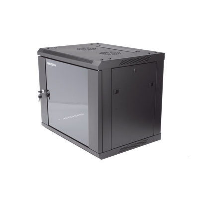 Gabinete para Montaje en Pared - Piso / Puerta de Cristal Templado / Cuerpo Fijo / 9 Unidades de Rack / 19" / Fabricado en Acero · HIKVISION