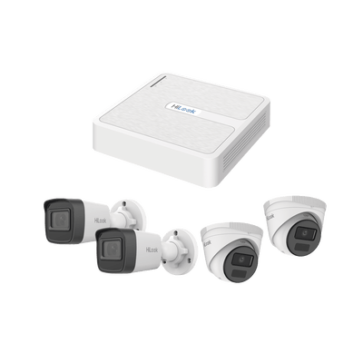 Kit IP 2 Megapixel / NVR de 8 Canales con 8 Puertos PoE / 2 Cámaras IP Bala para Exterior / 2 Cámaras IP Domo para Exterior · HiLook by HIKVISION