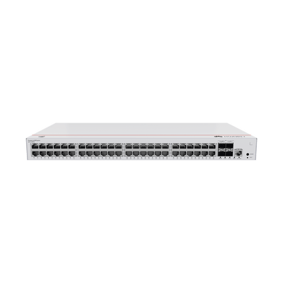 Switch de Distribución/Core Gigabit Administrable PoE Capa 3 / 48 puertos 10/100/1000 Mbps (PoE) / 4 Puertos 1GE SFP Uplink / ERPS / Rutas Estáticas / iStack / PoE Perpetuo / 380W / Administración Nube Gratis · HUAWEI