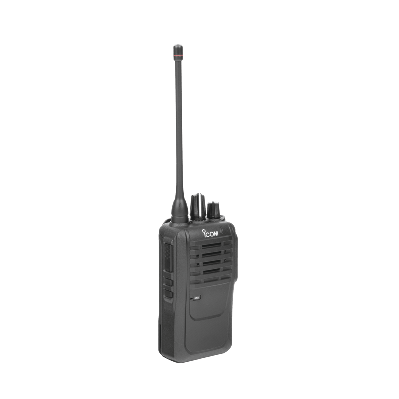 Radio Portátil UHF / Batería 2250 mAh extrema duración  / 400-470 MHz / 5W De Potencia / Bocina de 1500mW Mas Potente/ , 16 canales. Incluye: batería, cargador, antena, tapa de accesorios y clip. · ICOM