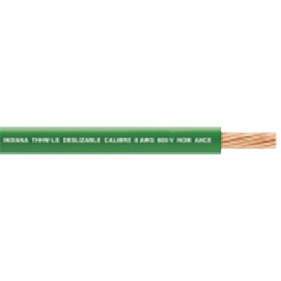 Cable Eléctrico 10 AWG Color Verde, Conductor de Cobre Suave Cableado. Aislamiento de PVC, Auto-Extinguible. Bobina de 100 Metros (328.08 Pies) · INDIANA