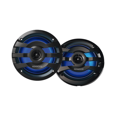 Par de altavoces fabricados en grado marinos en rejilla color negro de 6.5" con iluminación led,  potencia máxima de 260 W · JVC  KENWOOD