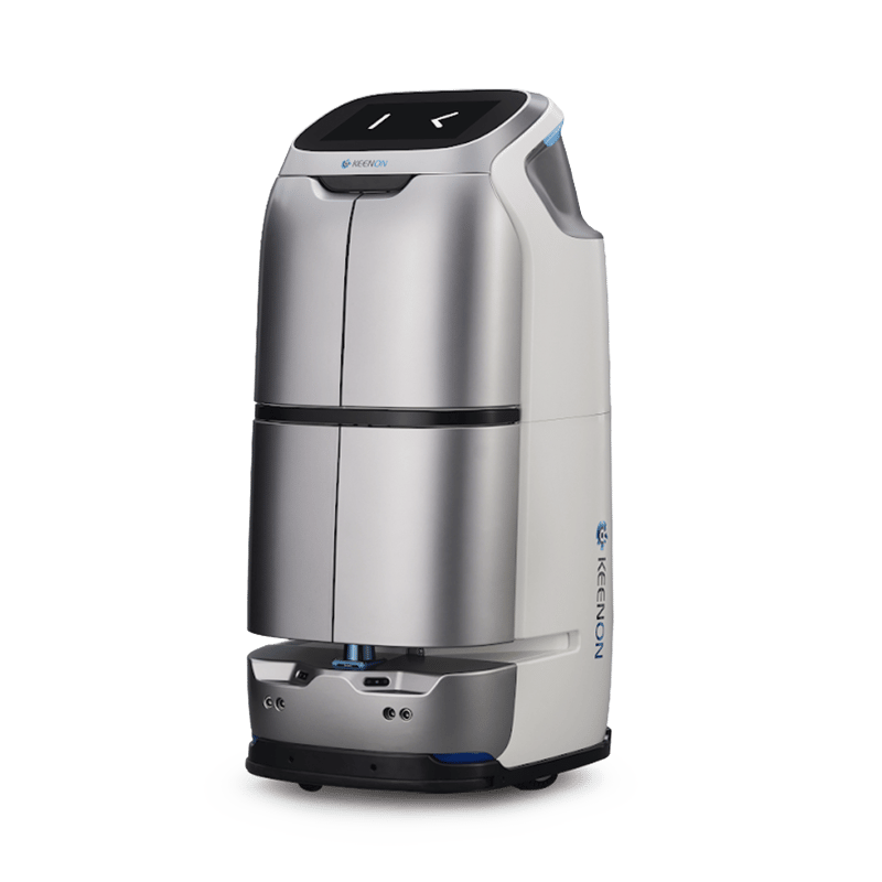 Robot de Entrega Inteligente BUTLERBOT W3 / Entrega Multiplanta / Capacidad 90L / Sistema Evasión Obstáculos 3D / Pantalla Táctil 11.6" / LiDAR 270° / 12 Horas Autonomía / 4 Cabinas · KEENON