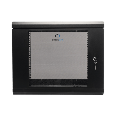 Gabinete de Pared de 9U con Puerta de Cristal Templado, 455 mm de Profundidad, Rack de 19'', Acero Reforzado Color Negro. · LINKEDPRO