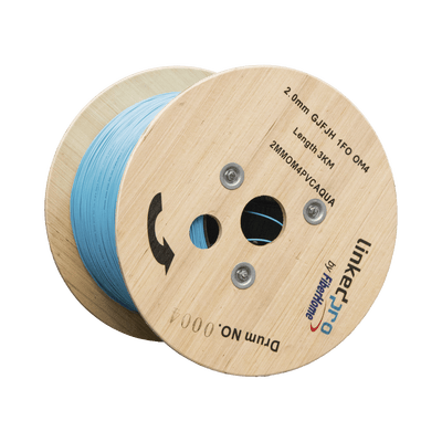 Fibra Óptica Multimodo OM4, 2 mm, Simplex, Tight Buffer, 900 micras, Color Aqua, Precio Por Metro, (Hasta 2000 Metros en un Solo Tramo de Cable) · LINKEDPRO BY EPCOM