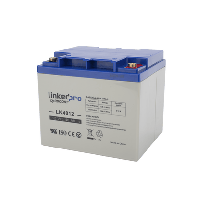 Batería de respaldo 12 V | 40 Ah | AGM | Especial para Seguridad Electrónica | UPS | Sistemas de Emergencia | Certificada UL | Vida útil 5 años | Terminales T2 · LINKEDPRO BY EPCOM