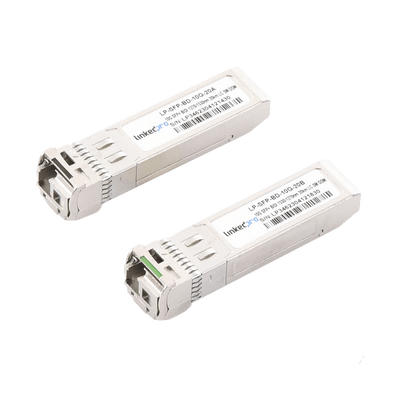 Transceptores Ópticos Bidireccionales SFP+ (Mini-Gbic) / Monomodo 1270 & 1330 nm / 10 Gbps / 1000BASE-BX / Conector LC/UPC Simplex / DDM / Hasta 20 km / 2 Piezas · LINKEDPRO BY EPCOM