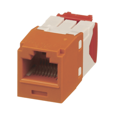 Conector Jack RJ45 Estilo TG, Mini-Com, Categoría 5e, de 8 Posiciones y 8 Cables, Color Naranja · PANDUIT