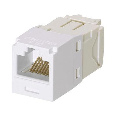 Conector Jack RJ45 Estilo TG, Mini-Com, Categoría 6, de 8 Posiciones y 8 Cables, Color Blanco · PANDUIT