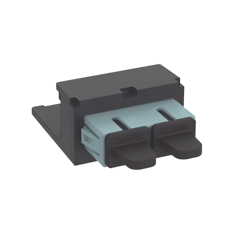 Módulo Acoplador SC Duplex, para Fibra Óptica Multimodo OM3/OM4, Tipo Mini-Com, Color Aqua · PANDUIT