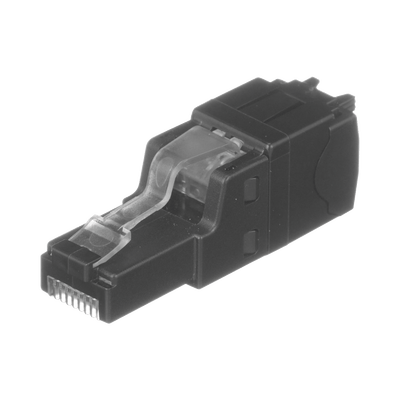 Plug RJ45 UTP, Instalación Recta, Terminación en Campo Certificable, Compatible con Cat5e, Cat6 y Cat6A, Color Negro · PANDUIT