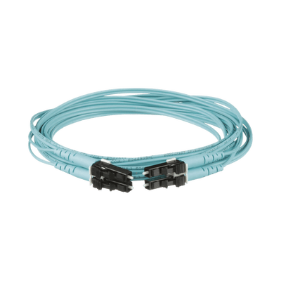 Jumper de Fibra Optica Multimodo 50/125 OM3, LC-LC Duplex, OFNR (Riser), Color Aqua, 3 Metros (9.84 Pies) · PANDUIT
