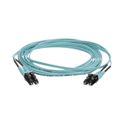 Jumper de Fibra Óptica Multimodo 50/125 OM4, LC-LC Duplex, OFNR (Riser), Color Aqua, 4 Metros (13.12 Pies) · PANDUIT