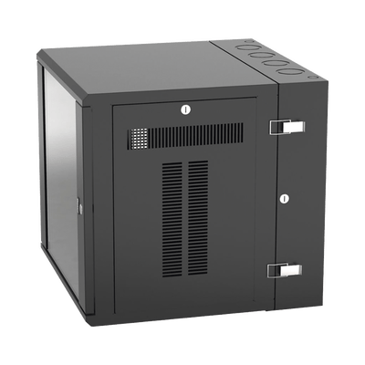 Gabinete PanZone de Montaje en Pared, de 19in, Puerta con Ventana de Seguridad, 12 UR, 635mm de Profundidad, Color Negro · PANDUIT