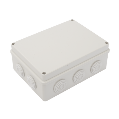 Caja Derivación-Conexión de Plástico (140 X 190 X 76 mm) con 10 Glándulas de Goma. Para Instalaciones Comerciales, Residenciales e Industriales. Incluye Tornillería para su Tapa. Funciona También como Registro. · PRECISION