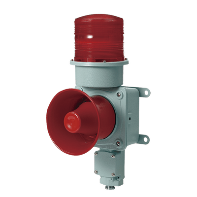 Combinación de baliza LED color roja con sirena electrónica para aplicaciones de la industria pesada  máx.120 dB a 24 VCD · QLIGHT