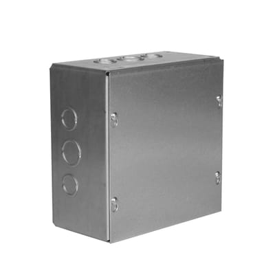 Caja Extra Grande 8" x 8" x 4"/ Profundidad 4"/Entradas Laterales-Finales 2 Entradas de 1/2"- 3/4" y 1 Entrada de 3/4" - 1" / Incluye tapa. · RACO