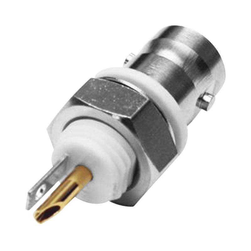 Conector BNC Hembra Aislado para Montaje en Panel Frontal en D-Plano, Soldable para Grupo I, Níquel/ Oro/ Teflón. · RF INDUSTRIES,LTD