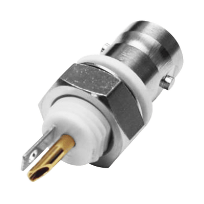Conector BNC Hembra Aislado para Montaje en Panel Frontal en D-Plano, Soldable para Grupo I, Níquel/ Oro/ Teflón. · RF INDUSTRIES,LTD