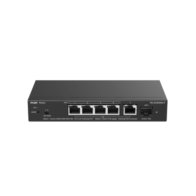 Switch Administrable Capa2 PoE+ con 5 puertos Multi-Gigabit 2.5Gb, hasta 70w PoE · RUIJIE