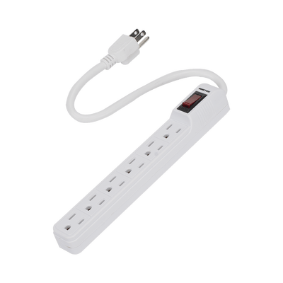 Multicontacto con cable 30 cm. 6 tomas 127 Vca línea, tierra, neutro 15 A max. · SURTEK