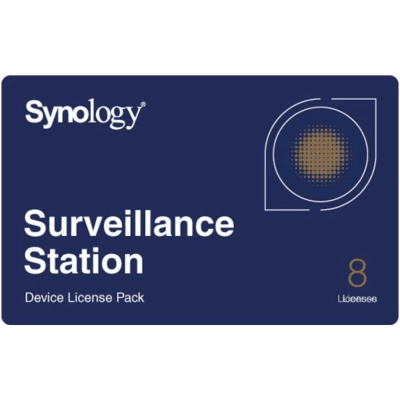 Licencias de Dispositivos de Vigilancia Synology | Paquete de 8 Licencias | Compatibilidad con Cámaras IP, Módulos de E/S, Altavoces IP | Gestión Centralizada CMS | Licencias Predeterminadas Incluidas. · SYNOLOGY