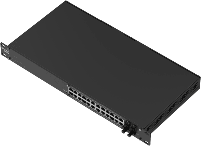 Switch Industrial Gestionado L2+, 24 Puertos Gigabit PoE+, 4 Puertos SFP, 300W PoE Budget, Rack 19", IP30, TSWOS · TELTONIKA