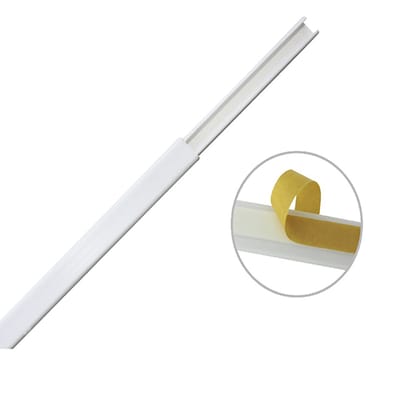 Canaleta color blanco de PVC auto extinguible, de una vía, 12 x 8 mm tramo de 6 pies con cinta adhesiva (5000-21252) · THORSMAN