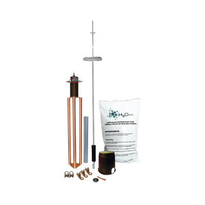 Kit de Pararrayo para Torre o Poste tipo Dipolo Corona con Electrodo y Accesorios de instalación. · TOTAL GROUND