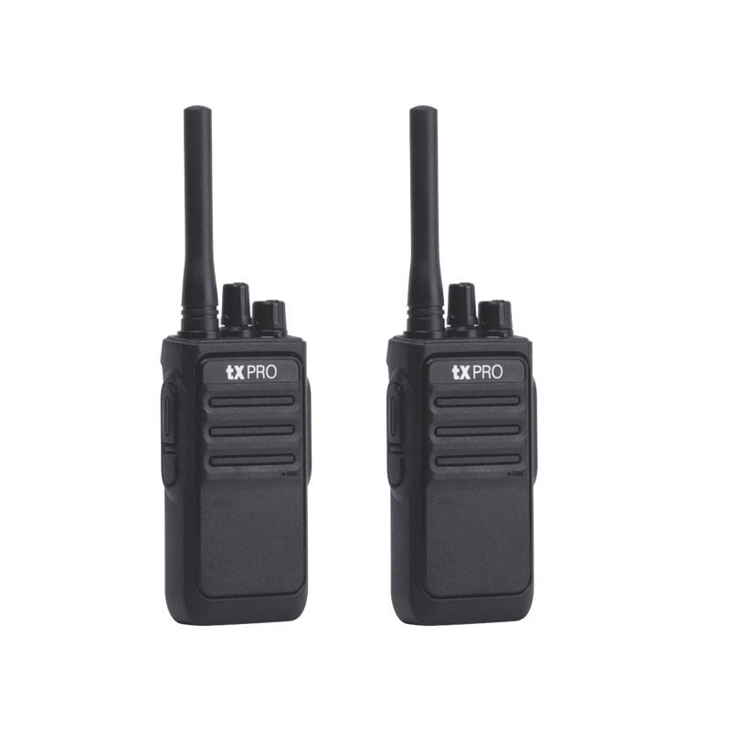 Par Radios Portátiles Analógicos UHF 400-470 MHz / 2W / 16 Canales / Preconfigurados / Listos para Usar · TXPRO