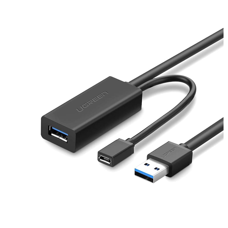 Cable de Extensión Activo USB 3.0 con puerto de alimentación Micro USB / 5 Metros / USB 3.0 a 5Gbps / No requiere controlador / Ideal para impresoras, consolas , Webcam, etc. · UGREEN