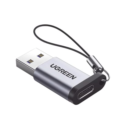 Adaptador USB 3.0 Macho a USB-C 3.1 Tipo C Hembra |Carga y Sincronización de Datos | Admite Corriente de 3A | Transferencia de hasta 5 Gbps | Amplia Compatibilidad | Chip VL160 | Caja de Aluminio | Color Gris · UGREEN