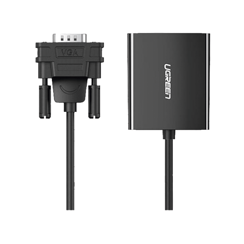 VGA Macho / Salida: HDMI Hembra / Resolución de 1080P@60Hz / Puerto Estéreo de 3.5 mm / Plug and Play, Sin Controlador / Longitud del Cable 15 cm (5.91 Pulgadas). / Incluye Cable de Alimentación USB / Incluye Cable de Audio de 3.5mm. · UGREEN