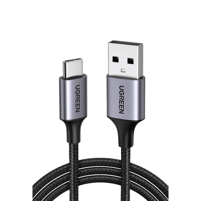 Cable USB-A a USB-C | 1 Metro (3.28 Pies) | Transferencia de Datos de 480 Mbps | Carga Rápida | QC 4.0/3.0/2.0 | FPC | AFC | Protección Integrada | Caja de Aluminio | Nylon Trenzado | Color Negro · UGREEN