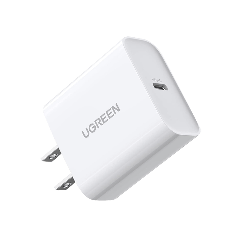 Cargador USB-C de 20W | 1 USB-C de Carga Rápida | QC4.0+ | PD3.0 | PPS | BC1.2| Carga Inteligente | Chip PWM | Múltiple Protección | Mayor Eficiencia Energética | Tamaño Compacto | Carcasa Ignifuga | Color Blanco. · UGREEN