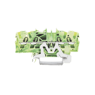 Borna de Tierra / 4 Conductores / 2.5 mm² / Push-in CAGE CLAMP® / Aplicaciones Ex e II / Marcaje Lateral y Central / Carril DIN 35 x 15 y 35 x 7.5 / Verde-Amarillo · WAGO