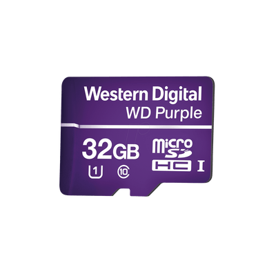 Memoria microSD de 32GB PURPLE, Especializada Para Videovigilancia, 10 VECES MAYOR DURACIÓN, 3 AÑOS DE GARANTIA · Western Digital (WD)
