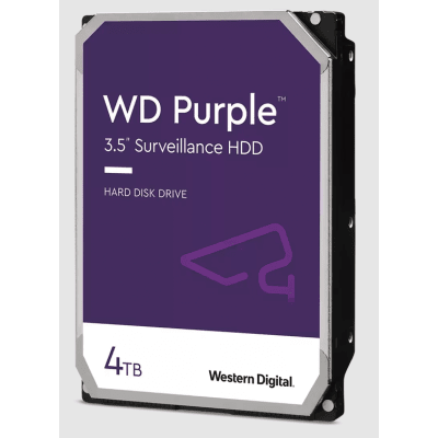 Disco Duro WD Purple Surveillance / 4TB / SATA 6Gb/s / 3.5" / Tecnología AllFrame / 180TB año Workload / Soporte 64 Cámaras HD / 16 Bays / Componentes Anti-Corrosión / 3 Años Garantía · Western Digital (WD)