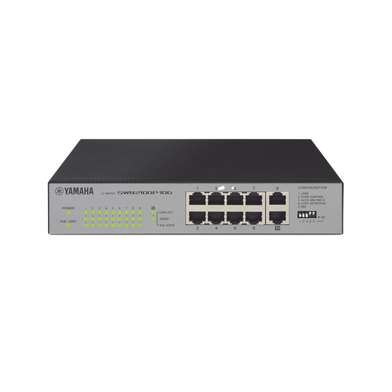 SWITCH DE RED POE 10 PUERTOS OPTIMIZADO P/ REDES DANTE · YAMAHA