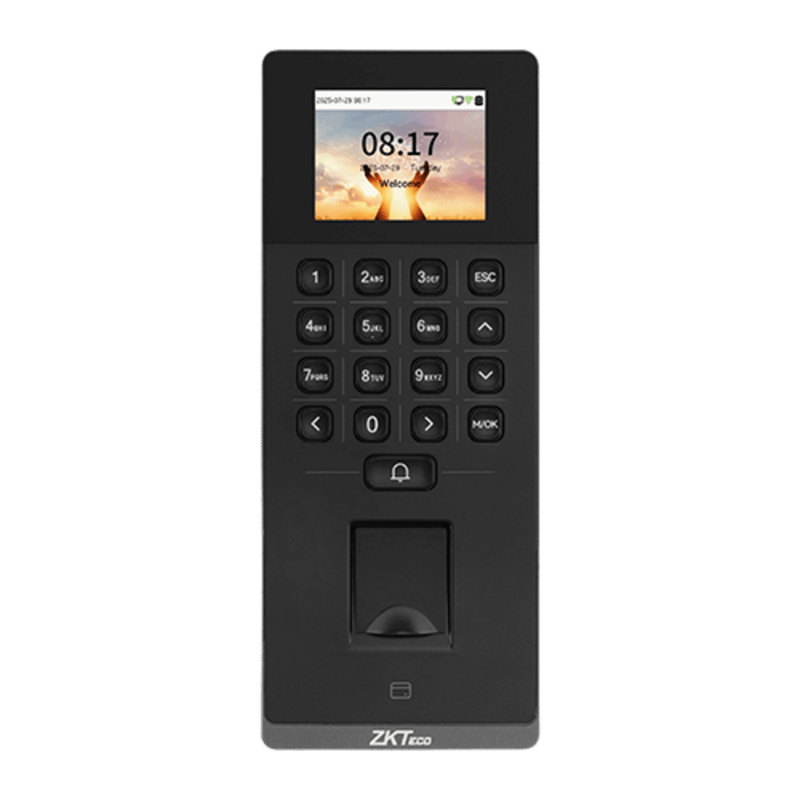Terminal Biométrico F34 Lite / Huella Digital / Tarjeta RFID / Contraseña / 2.4" Pantalla Color / 10,000 Huellas / 10,000 Tarjetas / Protocolos BEST-PUSH / Ethernet-WiFi / Control de Acceso-Asistencia · ZKTECO