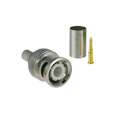 Conector BNC macho para 75 Ohm, de 3 piezas en línea, anillo plegable para cable RG-59/U en aplicación de CCTV, Níquel/ Oro/ Teflón. · EPCOM TITANIUM