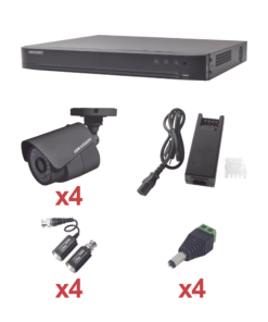 KH1080P4B - KH1080P4B-HIKVISION - KIT TurboHD 1080p / DVR 4 Canales / 4 Cámaras (exterior 2.8 mm) / Transceptores / Conectores / Fuente de Poder Profesional - Relematic.mx - KH1080P4B-h