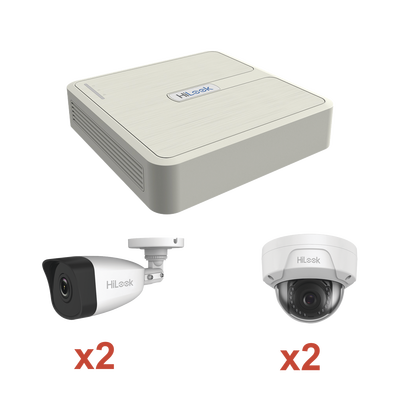 KIP2MP/2B2D - KIP2MP/2B2D-HiLook by HIKVISION-Kit IP 1080p (2 Megapixel) / NVR de 4 Canales con 4 Puertos PoE / 2 Cámaras IP Bala para Exterior / 2 Cámaras IP Domo para Exterior - Relematic.mx - KIP2MP_2B2D-p