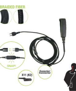 SNP-2W-11-BF - SNP-2W-11-BF-PRYME-Cable para Micrófono audífono SNAP intercambiable con conector para Radios Kenwood con conector multipin. - Relematic.mx - SNP2W11BF-p