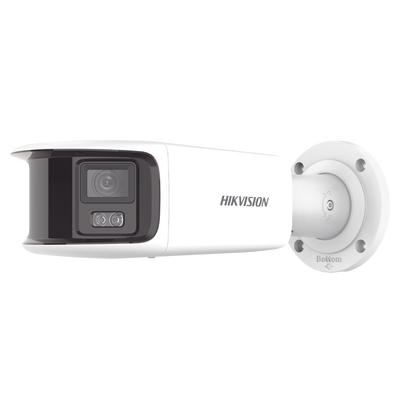 DS-2CD2T87G2-PLSU/SL(C)-HIKVISION-[ PROTECCIÓN ACTIVA ] Bala IP Panorámica 8 Megapixel (4K) / 2 Lentes 4 mm (180°) / Imagen a Color 24/7 (ColorVu) / PoE / WDR 130° / IP67 / ACUSENSE / Luz Estroboscópica y Alarma Audible / 40 mts Luz Blanca / Micro SD