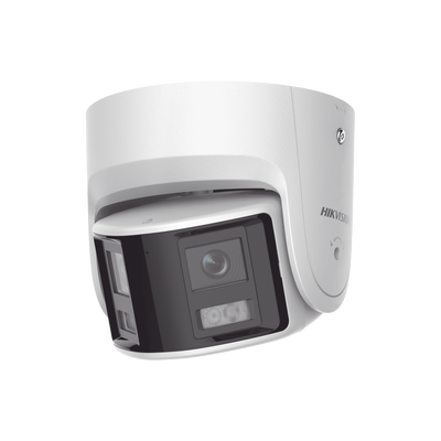 DS-2CD2347G2P-LSU/SL(C)-HIKVISION-[ PROTECCIÓN ACTIVA ] Turret IP Panorámica 4 Megapíxel / 2 Lentes 2.8 mm (180°) / Imagen a Color 24/7 (ColorVu) / PoE / WDR 130° / IP67 / ACUSENSE / Luz Estroboscópica y Alarma Audible / 30 mts Luz Blanca / Micro SD