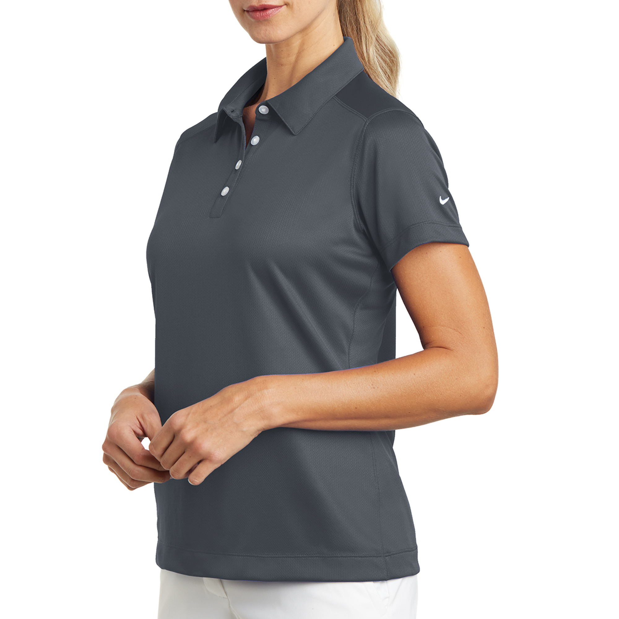 D354064S G NIKE Playera Polo Dri FIT color Gris Obscuro para Mujer